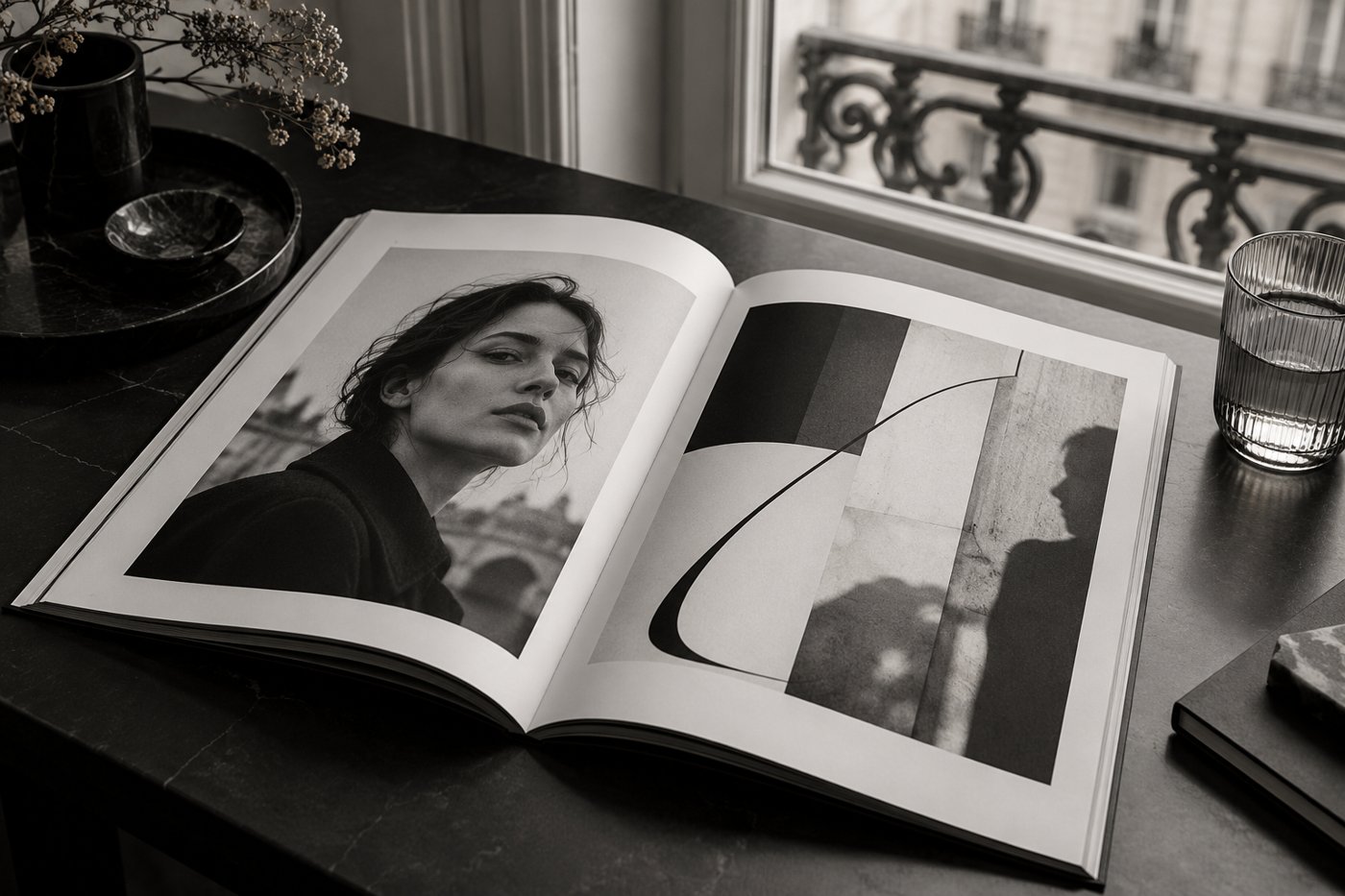 Magazine culturel ouvert sur une table
